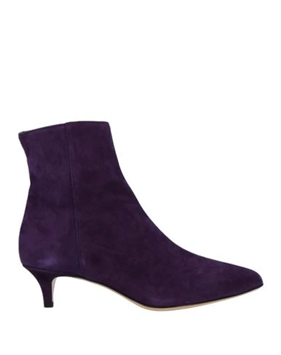 Fabio Rusconi Woman Ankle Boots Dark Purple Size 8 Soft Leather