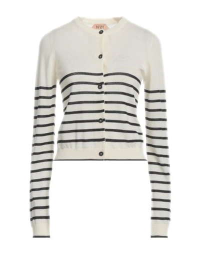 N°21 Woman Cardigan Ivory Size 8 Virgin Wool In Beige