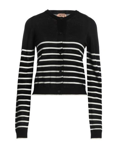 N°21 Woman Cardigan Black Size 8 Virgin Wool In Black