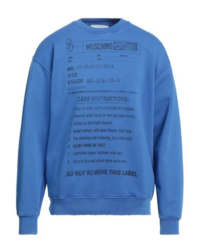 Moschino Man Sweatshirt Bright Blue Size 42 Cotton