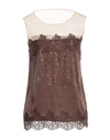 FRASE FRANCESCA SEVERI FRASE FRANCESCA SEVERI WOMAN TOP BROWN SIZE 6 POLYESTER