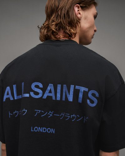 Allsaints Underground Oversized Crew Neck T-shirt In Black