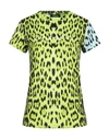 Roberto Cavalli Woman T-shirt Acid Green Size L Polyester, Elastane