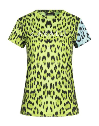 Roberto Cavalli Woman T-shirt Acid Green Size M Polyester, Elastane