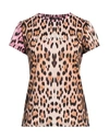 Roberto Cavalli Woman T-shirt Beige Size M Polyester, Elastane
