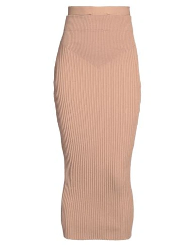 Andreädamo Andreādamo Woman Midi Skirt Light Brown Size L Viscose, Polyester, Polyamide, Elastane In Beige