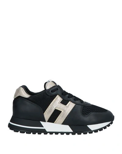 Hogan Woman Sneakers Black Size 7.5 Textile Fibers, Soft Leather