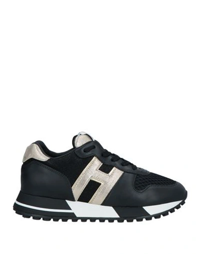 Hogan Woman Sneakers Black Size 6.5 Textile Fibers, Soft Leather