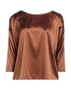 Jucca Woman Top Brown Size 8 Silk, Elastane