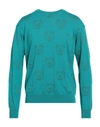 Moschino Man Sweater Turquoise Size 42 Virgin Wool In Blue