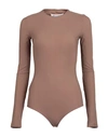 Maison Margiela Woman T-shirt Khaki Size 8 Polyamide, Elastane In Beige