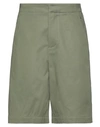 Oamc Knee-length Cotton Shorts In Green