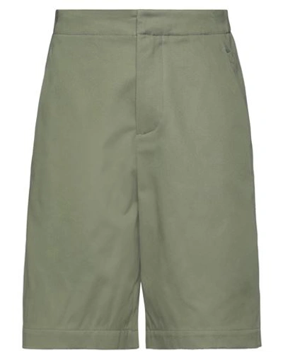Oamc Knee-length Cotton Shorts In Green