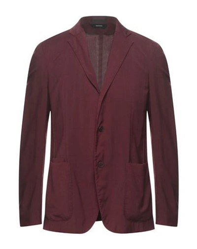 Zegna Man Suit Jacket Burgundy Size 38 Wool In Red