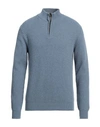 Boglioli Man Turtleneck Light Blue Size M Wool, Cashmere In Blue