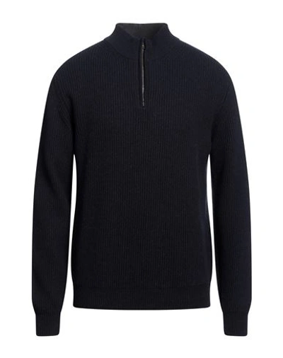Boglioli Man Turtleneck Midnight Blue Size L Wool, Cashmere In Blue