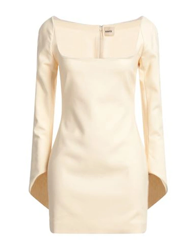KHAITE KHAITE WOMAN MINI DRESS CREAM SIZE 8 VISCOSE, VIRGIN WOOL, ELASTANE