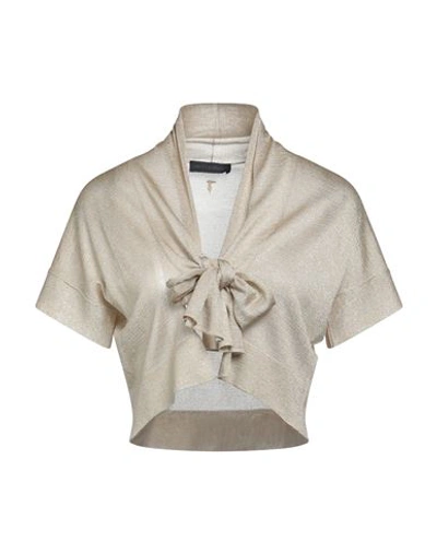 Tru Trussardi Woman Wrap Cardigans Platinum Size L Acetate, Polyester, Polyamide In Grey