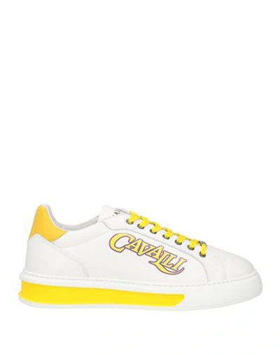 Roberto Cavalli Man Sneakers White Size 11 Calfskin
