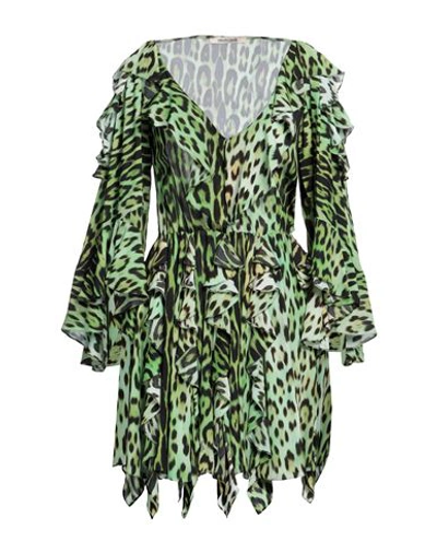 Roberto Cavalli Woman Short Dress Acid Green Size 8 Viscose