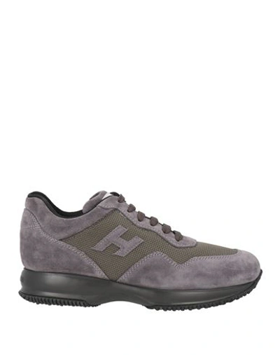 Hogan Man Sneakers Slate Blue Size 9 Leather, Textile Fibers