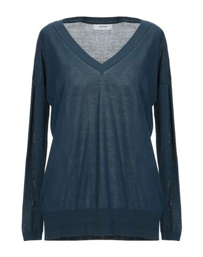 Alpha Studio Woman Sweater Deep Jade Size 10 Cotton In Green