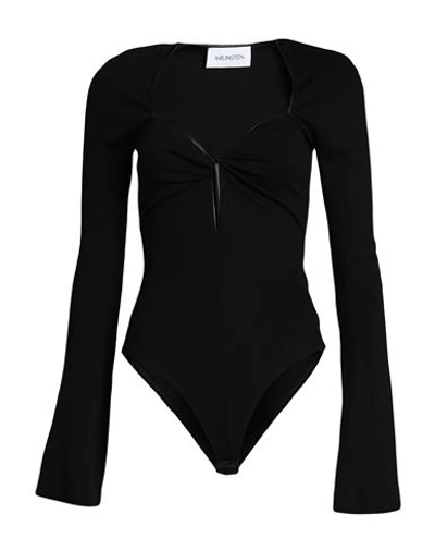 16arlington Woman Bodysuit Black Size 2 Polyester, Rayon, Elastane