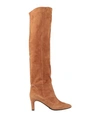 L'arianna Woman Knee Boots Camel Size 7 Soft Leather In Beige
