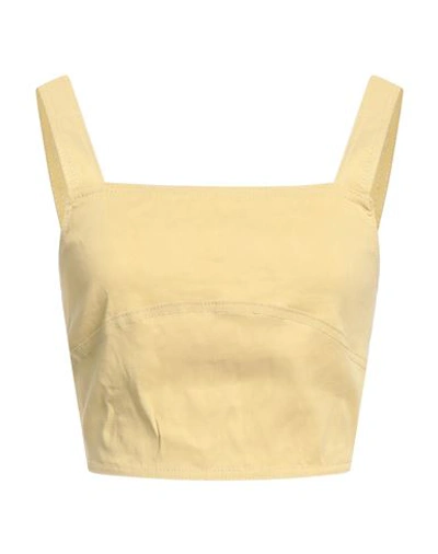 Pinko Woman Top Light Yellow Size 6 Linen, Viscose, Elastane