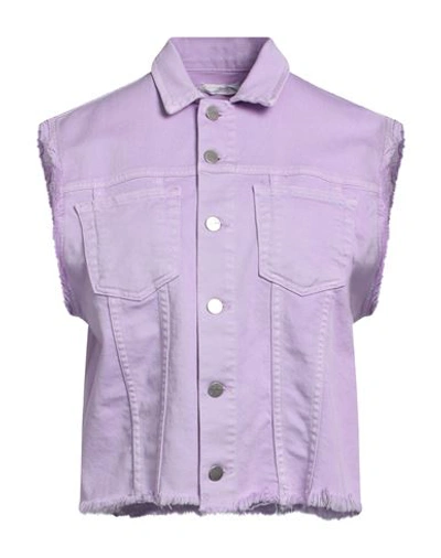 Susy-mix Woman Jacket Lilac Size M/l Cotton, Elastane In Purple