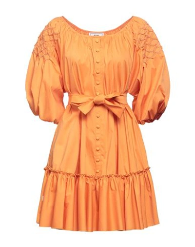 Jijil Woman Mini Dress Apricot Size 4 Cotton, Polyamide, Elastane, Polyester In Orange