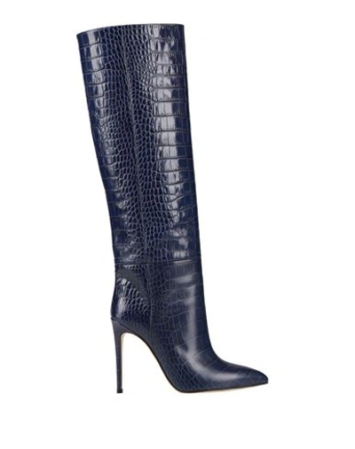 Paris Texas 105mm Croc Embossed Leather Tall Boots In Blue