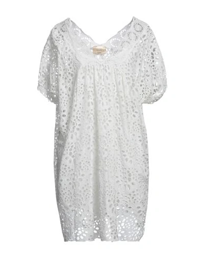 Dx Collection Woman Short Dress White Size M Cotton