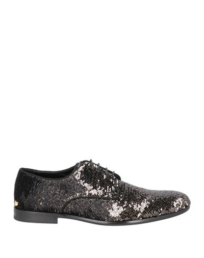 Dolce & Gabbana Man Lace-up Shoes Black Size 9 Cotton, Polyester