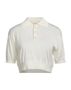 Auralee Cropped Silk Polo With Classic Collar In Off White
