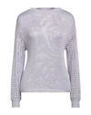Agnona Woman Sweater Lilac Size Xl Silk, Polyamide, Metallic Fiber In Purple