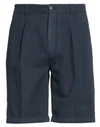 40weft Man Shorts & Bermuda Shorts Navy Blue Size 38 Cotton, Linen