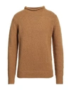 Filippo De Laurentiis Man Turtleneck Camel Size 38 Wool, Cotton, Alpaca Wool In Beige