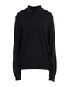 Artknit Studios The Ultrasoft Wool Polo Woman Sweater Steel Grey Size L Merino Wool In Grey