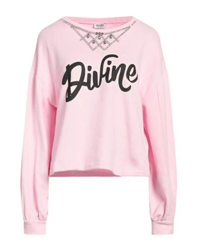 Liu •jo Woman Sweatshirt Pink Size S Cotton