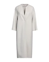 AGNONA AGNONA WOMAN OVERCOAT & TRENCH COAT LIGHT GREY SIZE 14 CASHMERE, ELASTANE, VISCOSE, SILK, METAL