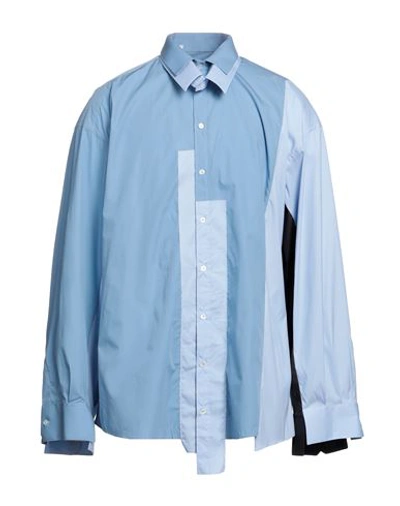 Dolce & Gabbana Man Shirt Pastel Blue Size 17 Cotton, Polyamide, Elastane