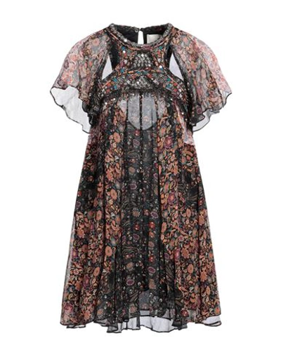 Isabel Marant Woman Mini Dress Burgundy Size 4 Silk, Viscose, Cotton, Polyester, Ecobrass In Black