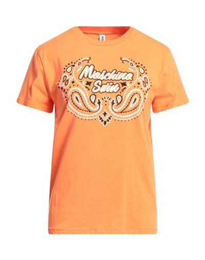 Moschino Woman T-shirt Orange Size L Cotton, Elastane