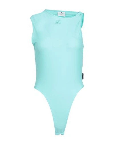 COURRÈGES COURREGES WOMAN BODYSUIT TURQUOISE SIZE XS POLYAMIDE, ELASTANE