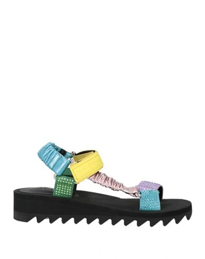 Kurt Geiger Woman Sandals Yellow Size 6 Leather, Textile Fibers In Purple