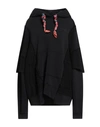 Khrisjoy Towel Cloth Effect Splice Hooded Sweater In Black