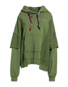 KHRISJOY KHRISJOY WOMAN SWEATSHIRT MILITARY GREEN SIZE 00 COTTON