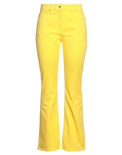 Etro Woman Pants Yellow Size 27 Cotton, Elastane