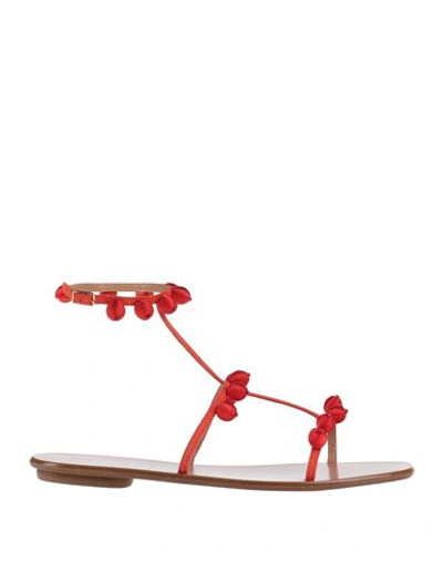 Aquazzura Woman Sandals Coral Size 10 Soft Leather In Red